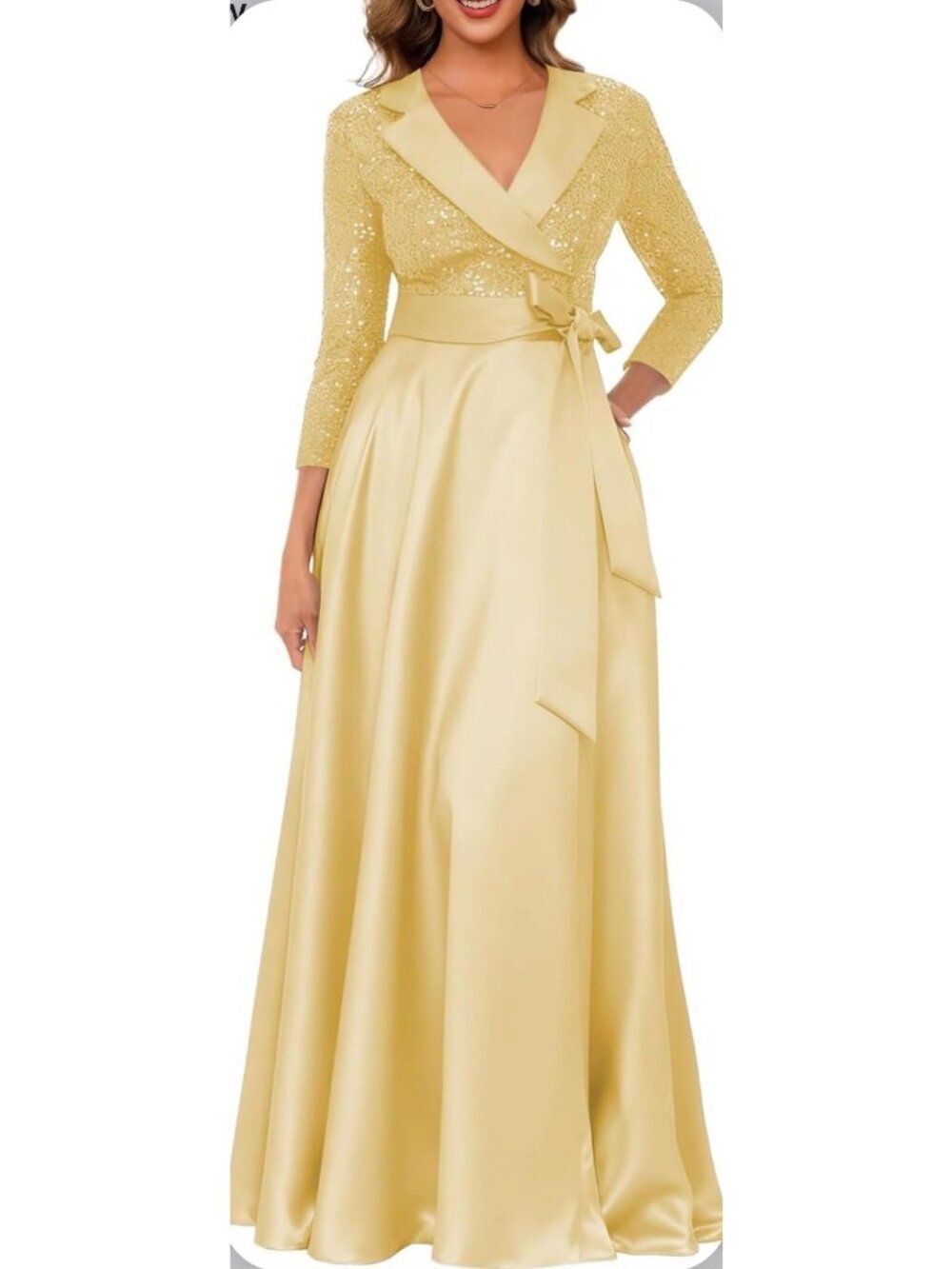 HY Women’s Sequin Mother of the Bride Long Sleeve Formal Dress Size 14